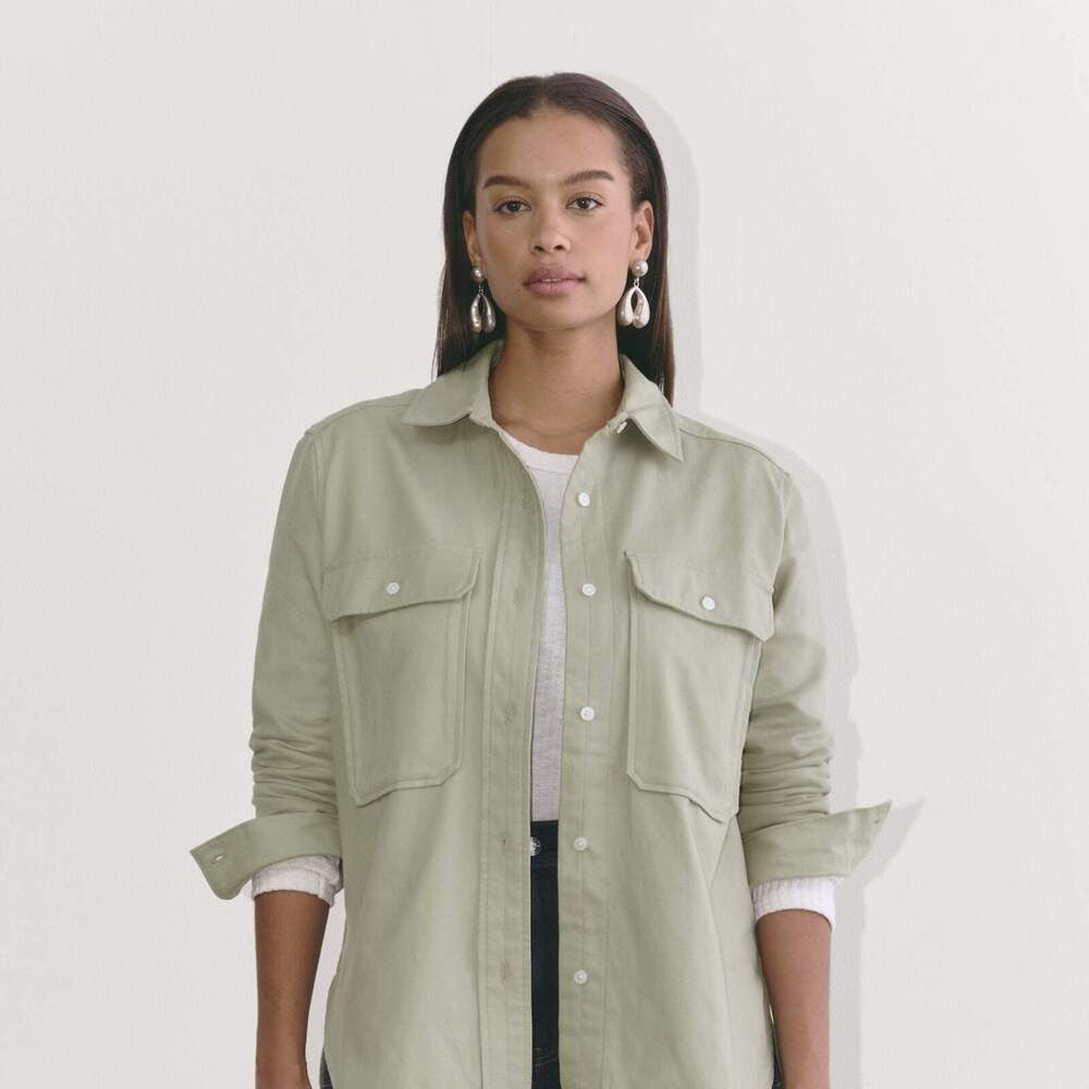 Everlane The Boyfriend Shirt in Flannel Green Base - Size M
